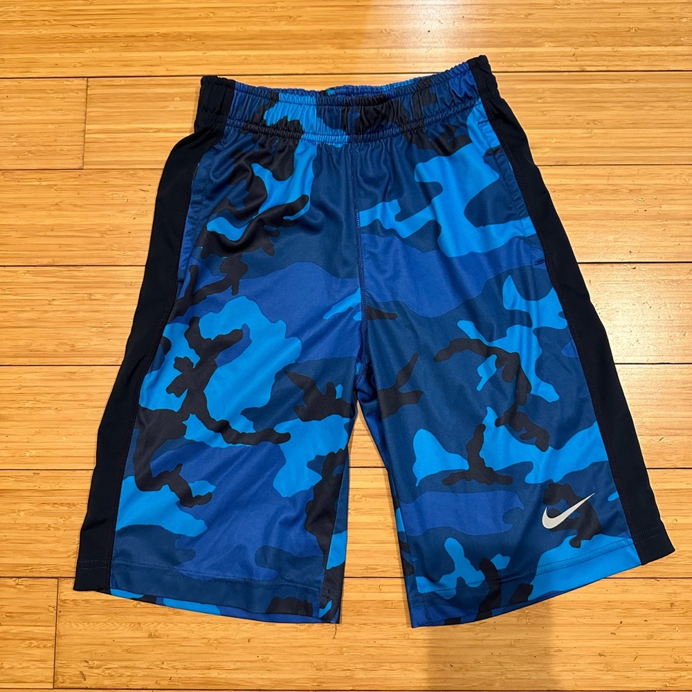 Nike Boys Athletic Dri-FIT ACamo Youth Shorts Size M Blue Black